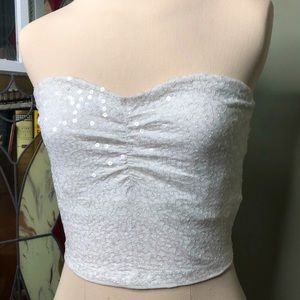 Express White Sparkly Tube Top